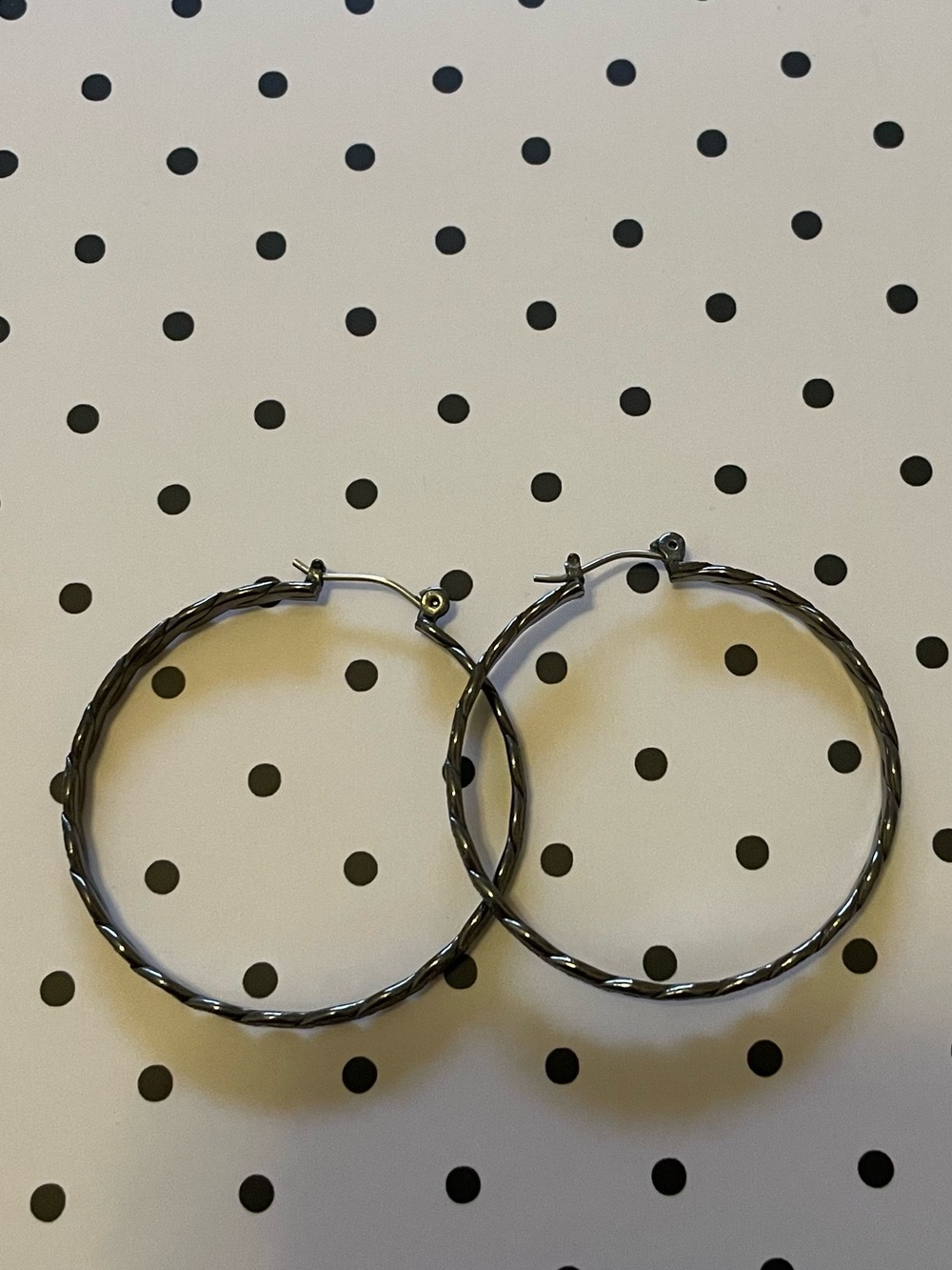 Lane Bryant Twisted Hoop Earrings in Gunmetal Tone